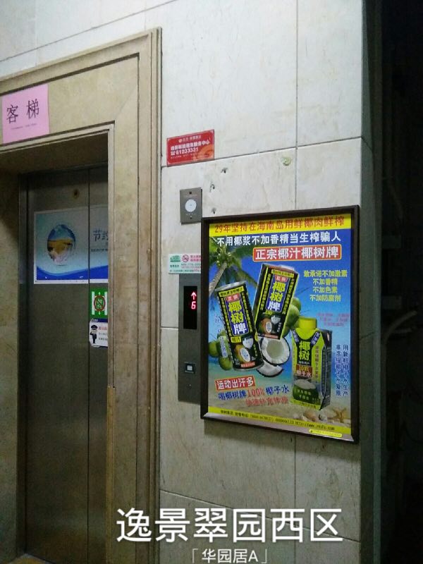 椰树牌广州社区电梯广告